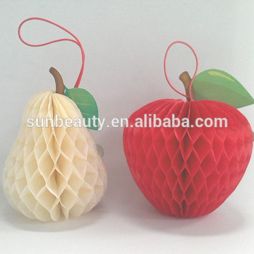 Hanging Apple Shaped Paper Honeycomb Decoration