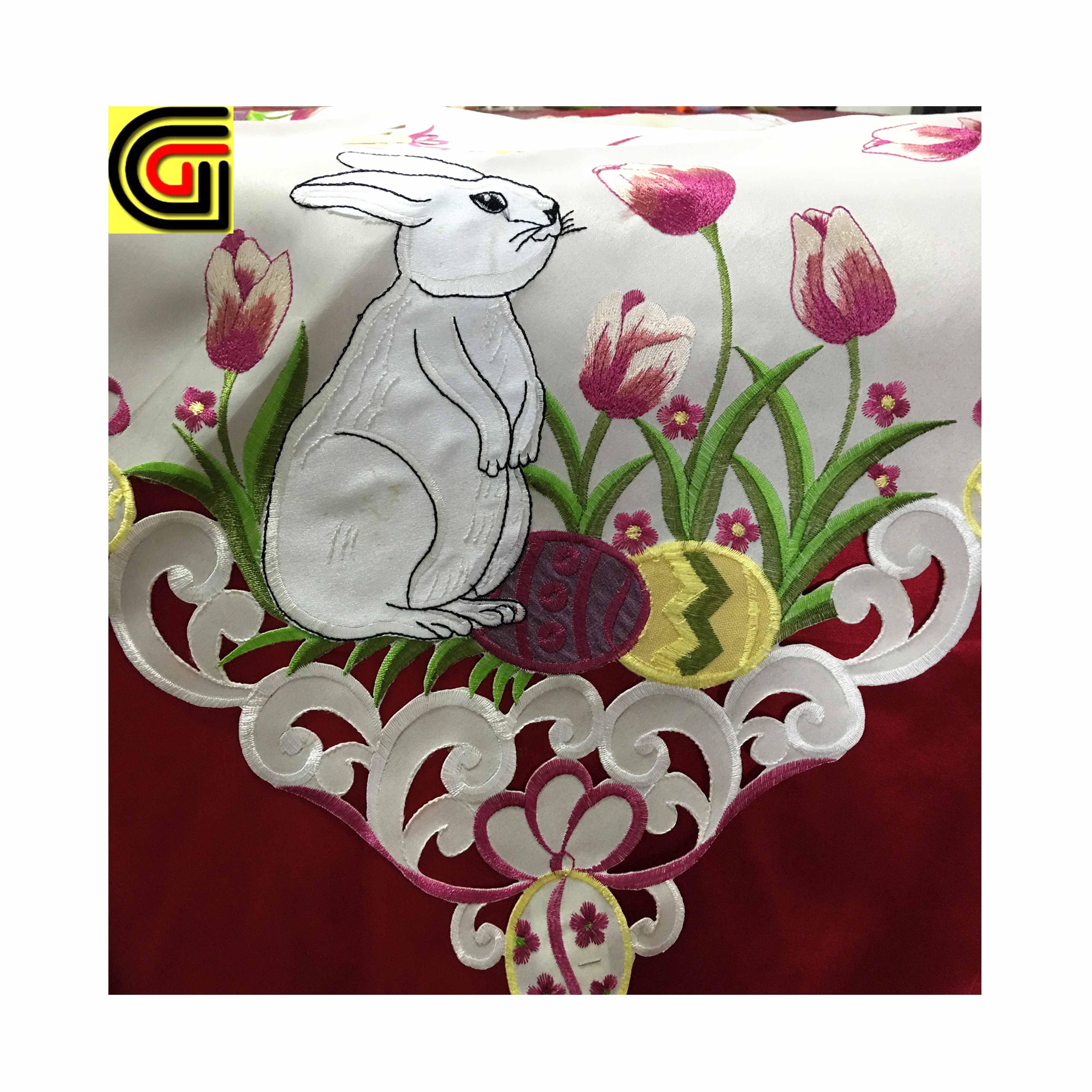 Hot Selling Easter Embroidery cutwork table cloth