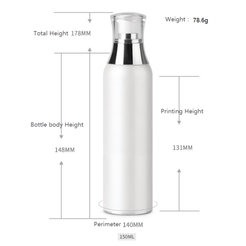 Acrylic white vacuum bottle pump bottle