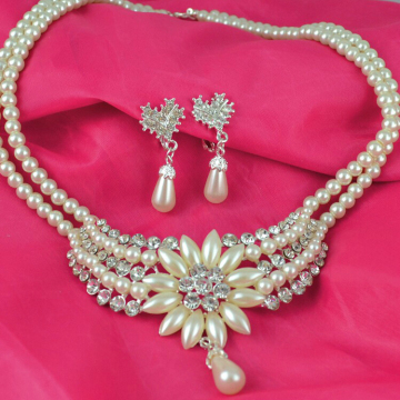 imitation pearl earring and necklace set LG176