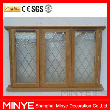 Wooden finished folding windows, glass casement windows grills design,double glazed folding windows