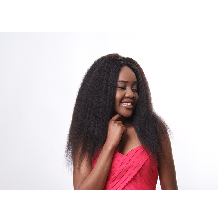 Hot sale virgin kinky straight hair wig weft weave