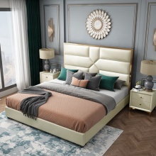 Elegant Super Velvet Bed Stainless Steel Apartment Bedroom Bedstead