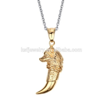 Beautiful Stainless Steel Gold Wolf Pendants Necklace for Men Alibaba Supplier