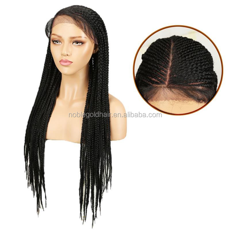 Noble gold new Magic lace front braided wigs with baby hair for black women 33 inches high heat fiber african braided wig