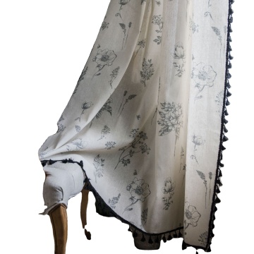 Modern European Bohemian Cotton Printing Langsir Window Macrame Curtains for Living Room