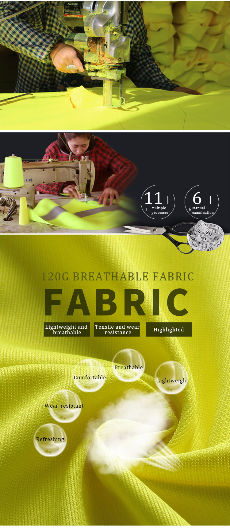 Reflective Hi Vis Fluorescent Fabric Press Vest For Work