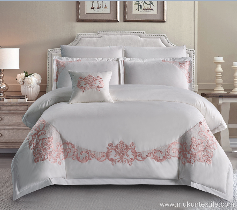 Modern home textile microfiber embroidery bed sheet set