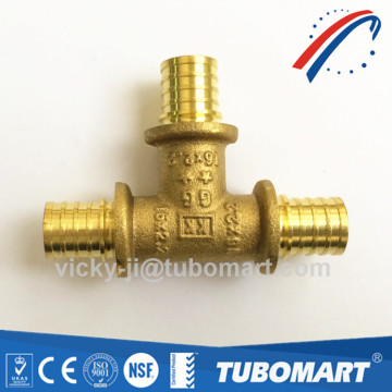 Watermark certfied plumbing brass fitting tee pex fitting for pex pipe system