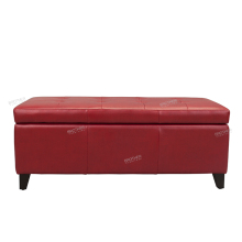 Red PU Leather Storage Bench Ottoman