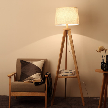 LEDER Bruine Houten Vloerlamp