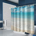 Sea Wave Beach Waterdicht douchegordijn Blauwe oceaan Badkamer Decor Douchegordijn met haken