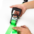 1.5" 2000kgs 38mm Ratchet Rubber Buckle Cargo Tiedown Lashing Green Belt With 1.5 Inch Double S Hooks