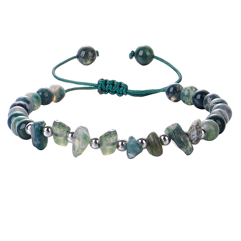 Perles rondes de pierre précieuse de 6 mm avec copeaux cristallins bracelet ajusté pour hommes
