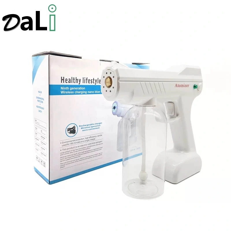 Newest 800ml Wireless Portable Disinfection Blue Light Nano Gun Ultra Fine Aerosol Water Mist Trigger Sprayer