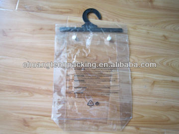 Printed pvc bag with hook and button for socks pvc bag with button