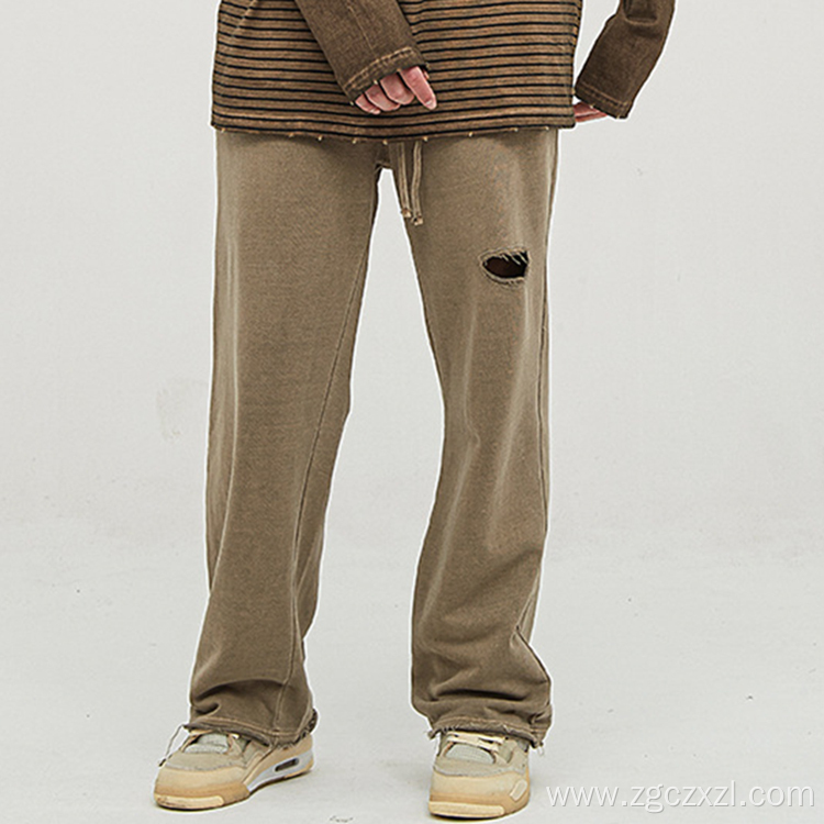 Spring new ripped loose edge sweatpants