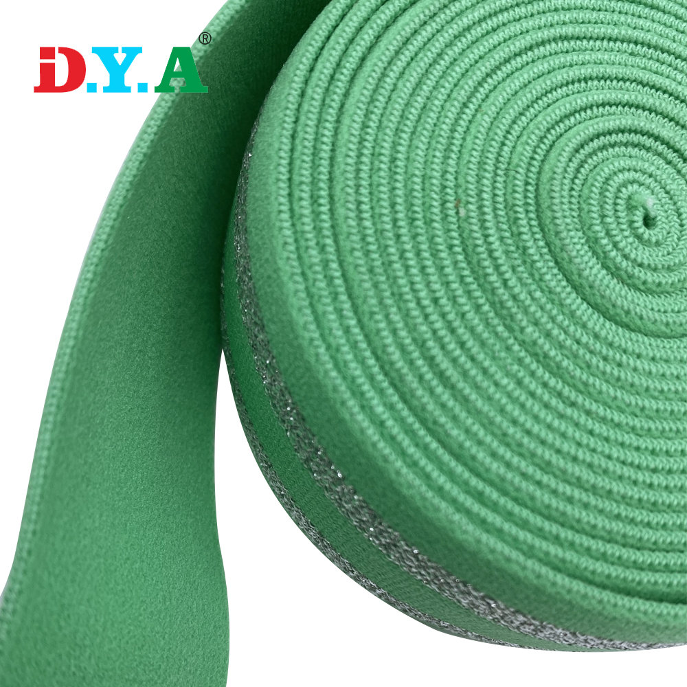 Herstellung von Nylon-Glitter-Silber-Lurex-elastischem Gurtband für Kleider