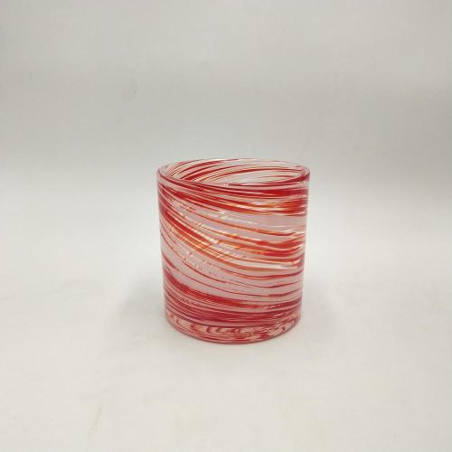 Vaso di vetro per candele di vogue misto di colore arancione e bianco
