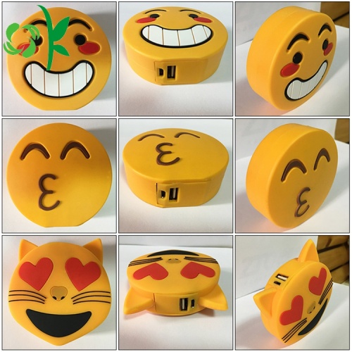 Caisse de batterie drôle de banque de puissance de silicone Emoji