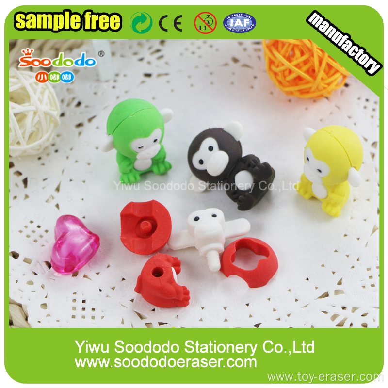 shaped erasers monkey sets back to school stationery