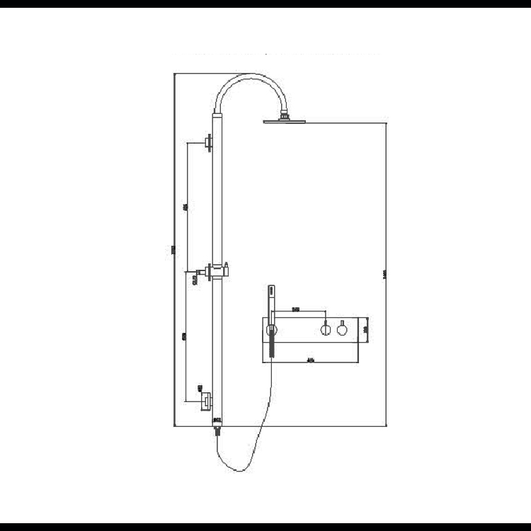 WRAS Brass thermostatic Dual concealed valve shower pole long plate with handset 8'' showerhead bathroom shower