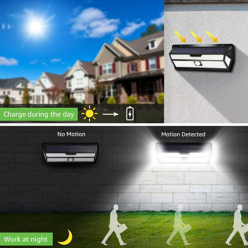 Factory OEM 132Led Super Bright  Wide Angle Waterproof Wall Security Motion Sensor Solar Light For Garden Yard Pathway