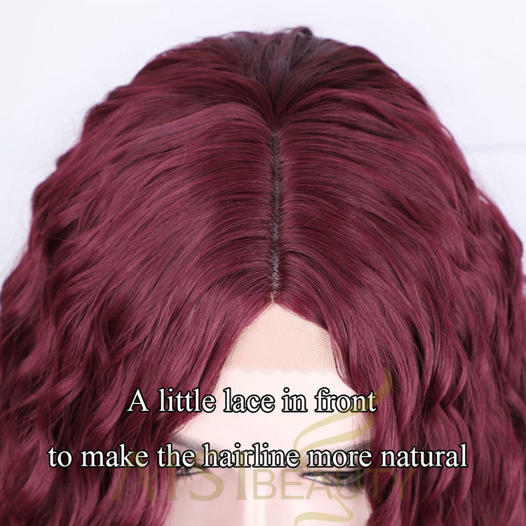 Pre Plucked Machine Made Fiber Curly Bug Small Lace Frontal Top Grade Anime Ombre Cosplay Synthetic Hair Wig