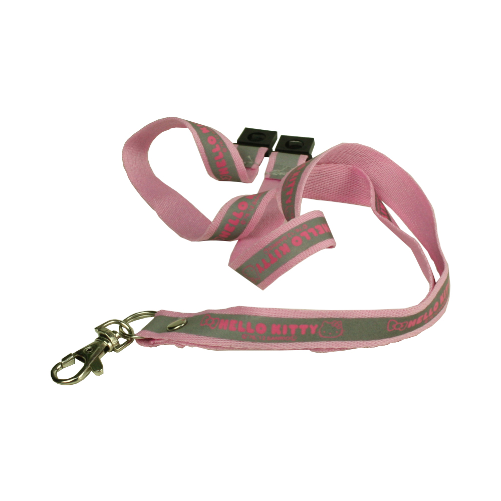 Pink Polyester Lanyard met veerklem van zinklegering