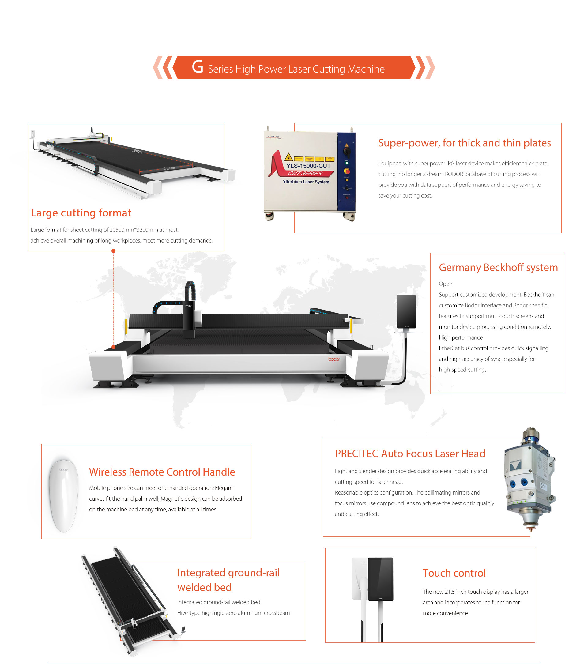 Bodor China G series fiber laser cutting machine big table laser cutter best price