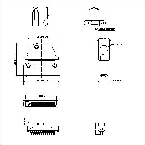 1.27mm Series Shielded Backshell Kits 50P Ang 1.27mm Series Shielded Backshell Kits 50P Ang