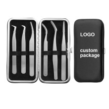 Professional Precision Eyelash Extension Tweezers Set with Case