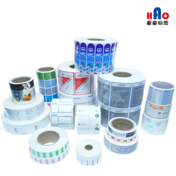 Various types of roll printed labels