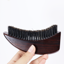 Custom Logo Curved Wave Boar Bristle Wood Beard Brush