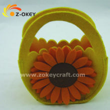 Personalized design Felt home decor storage basket with sunflowers