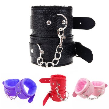 DOMI Adjustable PU Leather Plush Handcuff Ankle Cuff for Couple Restraints Bondage Sex Bondage Exotic Accessories Sex Toy