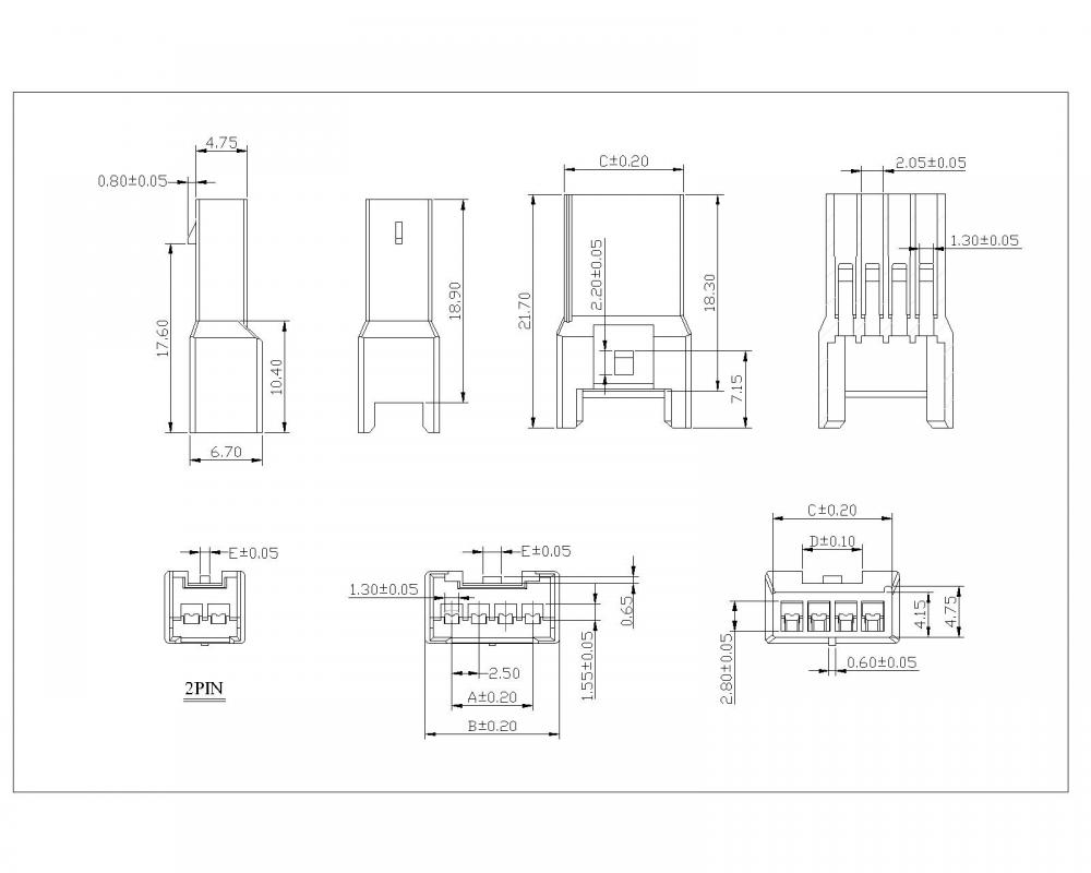 2.5mm Pitch Female Dual row Housing Connector