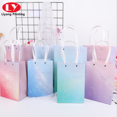 Gradient sky colorful paper handbag for gift