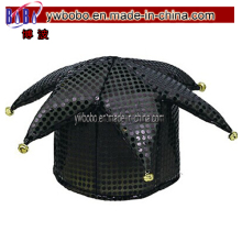 Costumes Accessory Head Hat Black Sequined Jester Hats (C1042)