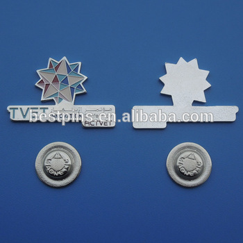 custom badge logo shape actvet engraved metal magnetic pins