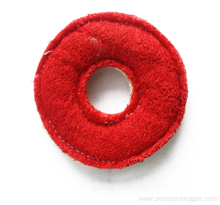 natural non-toxic loofah sponge circular dog toy