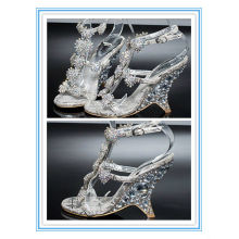 El último estilo de zapatos de boda de cristal plateado Peep Toe (WS-5007)