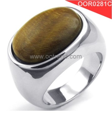 Creative design silver color man finger ring with antique emerald inlay