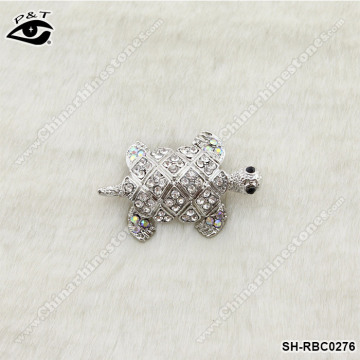 China Wholesales Brooches Rhinestones Turtle Animal Christmas Silver Cloth Brooch Pin