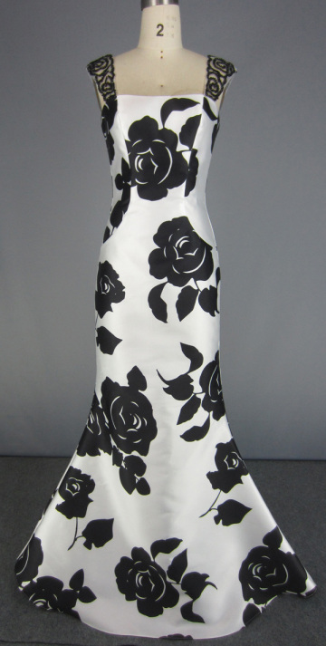 Big Printed Flower Mermaid Long Evening Gowns