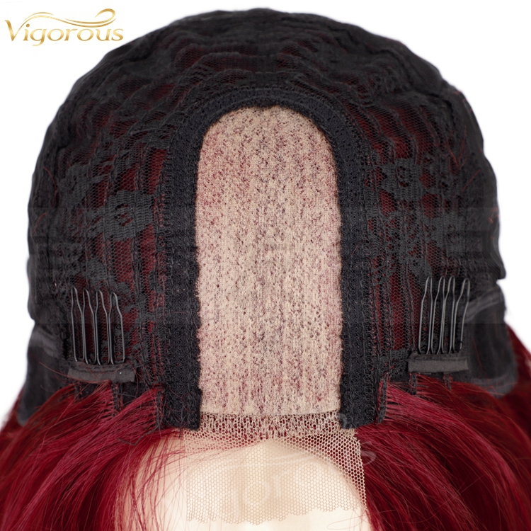 drop shipping cheap vast women brown heat resistant synthetic curly wig with lace front