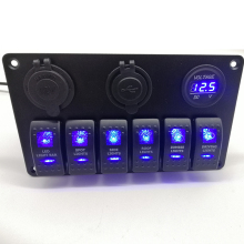 6 Gang Panel Switches with Car Cigarette Lighter Charger and Voltage Rocker Switch Supplier