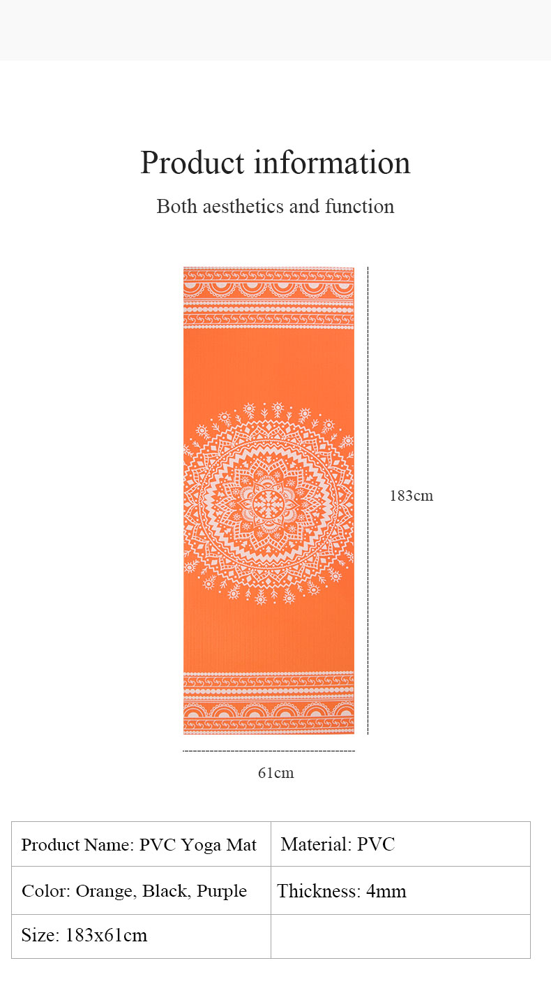 Wholesale Custom Printed Pilates Floor Mat Adult PVC Yoga Mat