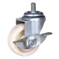 4 tums vit PP Swivel Caster med broms