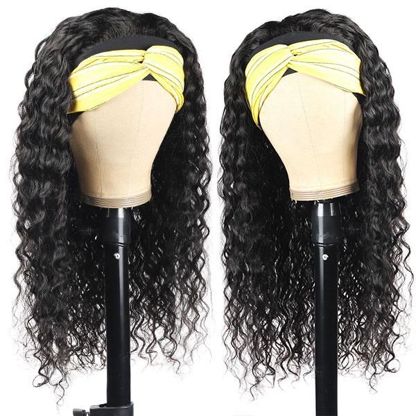 SPARK  Ishow Beauty Water Wave Headband Glueless Wigs No Lace Human Hair Wig